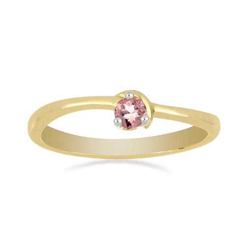 BUY 14K GOLD NATURAL MORGANITE GEMSTONE SINGLE STONE RING